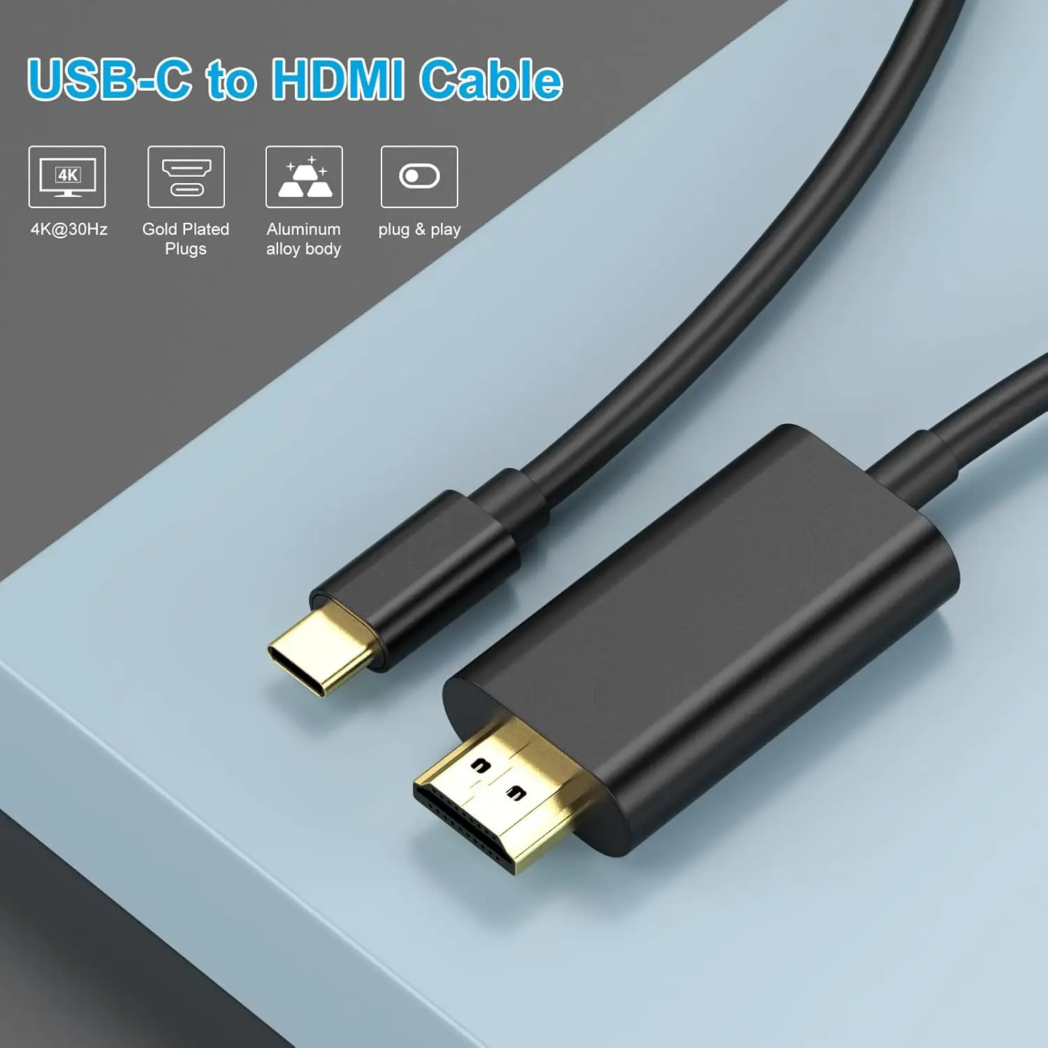 10PCS Factory Wholesale 4K60Hz Type C To HDMI Cable High Speed 4K60/30Hz USB To HDMI Cable For Laptop Smart Phone HDTV MacBook