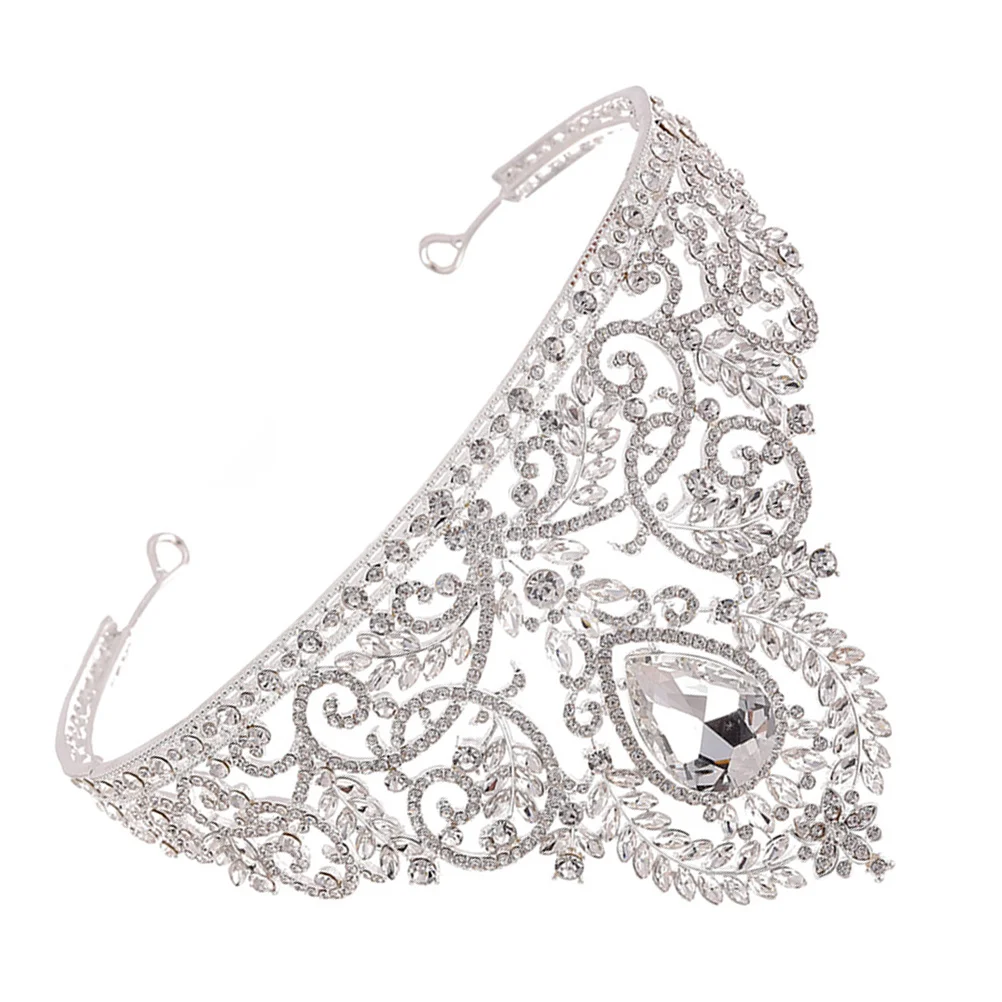 1 قطعة تاج حجر الراين على الطراز الباروكي الأحمر مطعمة تيارا أنيقة كبيرة لتزيين شعر العروس ووصيفة العروس #2