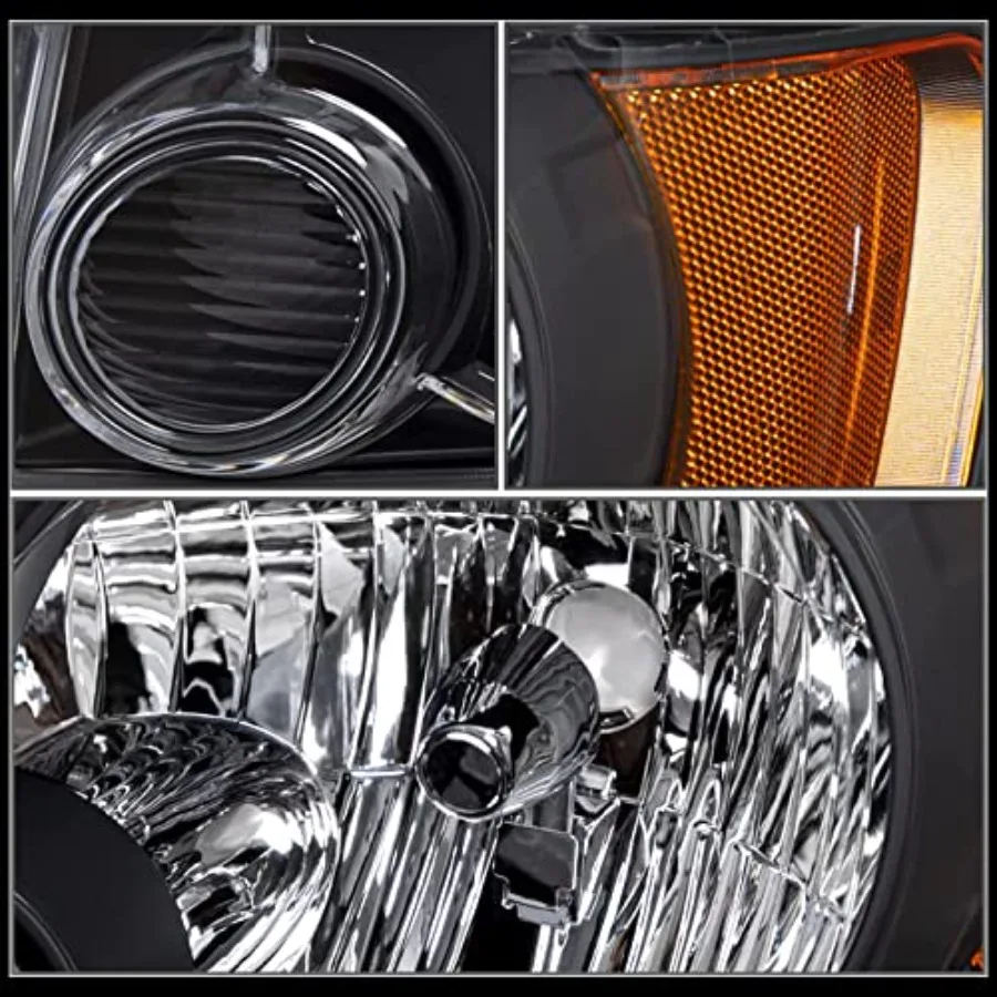 مجموعة المصابيح الأمامية للمصابيح الأمامية لـ 20082012 Escape Driver وجانب الركاب مع غطاء أسود وعلامات جانبية كهرمانية معززة #4