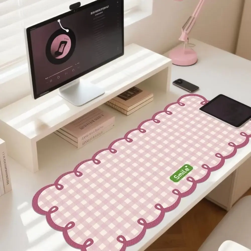 New Non Slip Extra Large Mouse Pad Plaid Pattern PVC Desk Mat Pink Blue Keyboard Mat Laptop Table