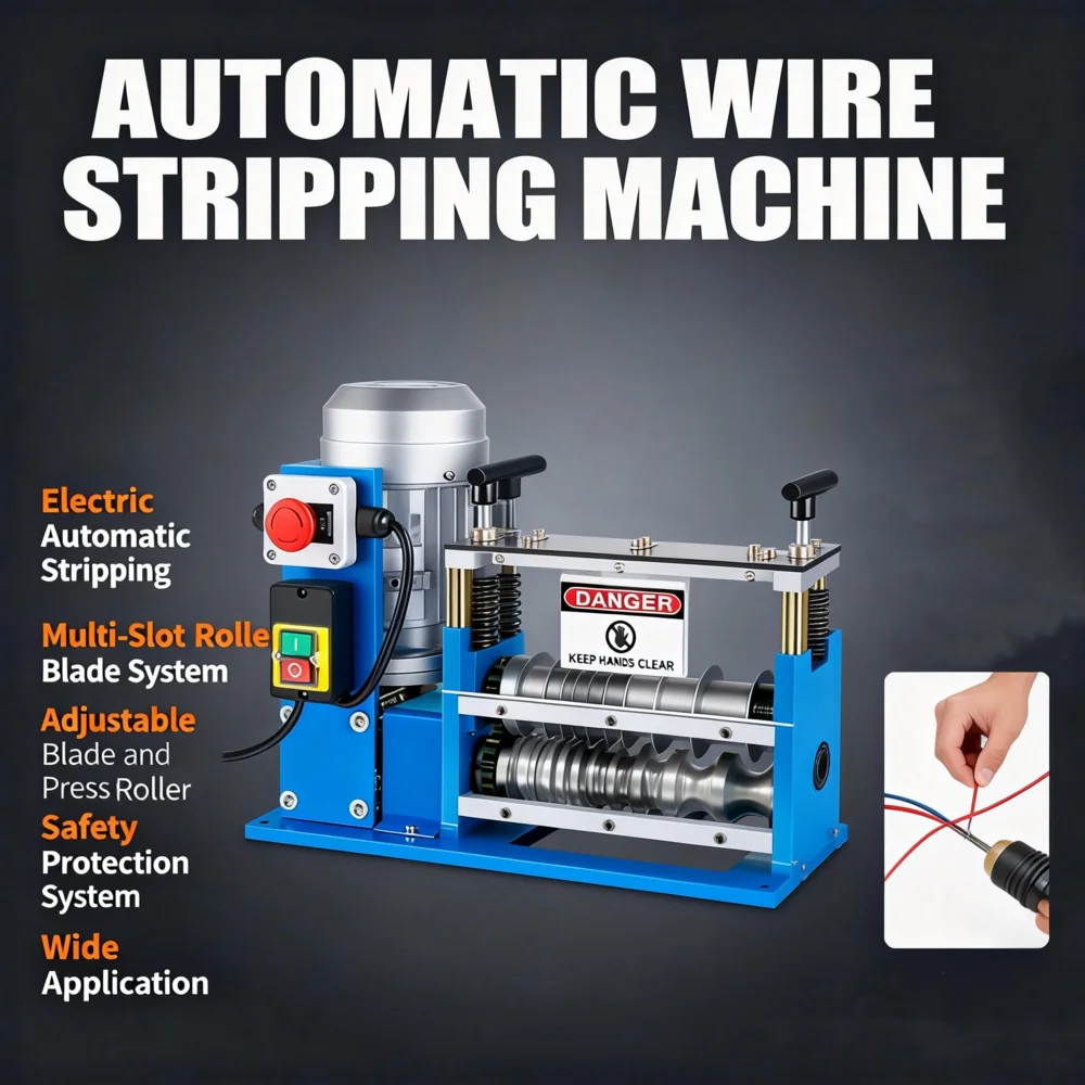 750W Industrial Automatic Wire Stripper Heavy Duty Copper Cable Peeler Electric Stripping Machine for Scrap Metal Recycling