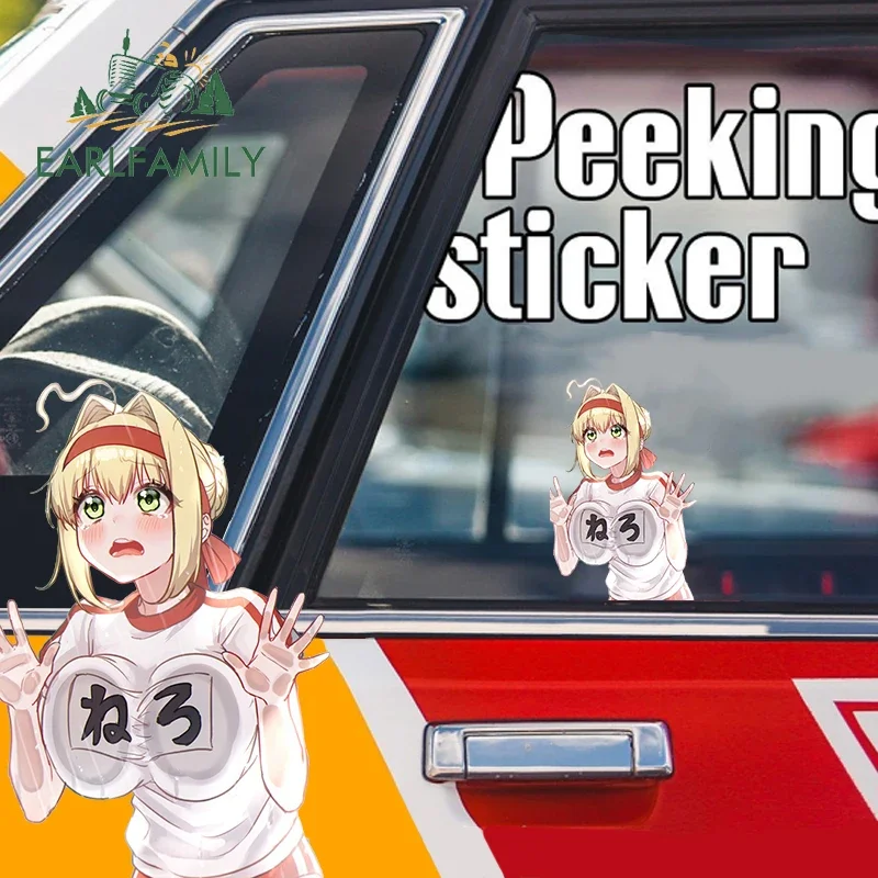 EARLFAMILY 13cm for Anime Against Glass Car Stickers Waterproof Trunk Anime Motorcycle Personality Decal Air Conditioner Decor