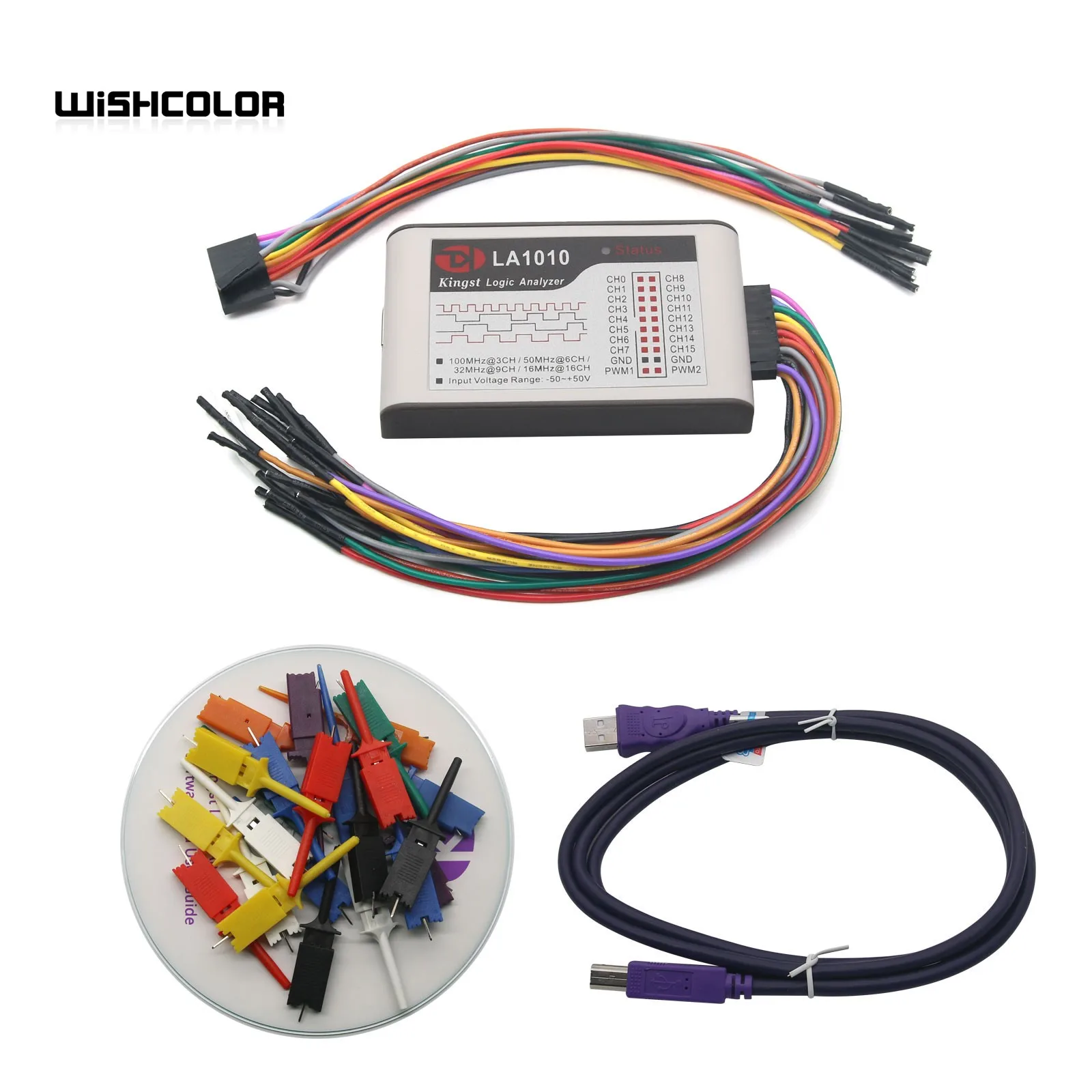 Wishcolor-Kingst Ferramentas Analisador Lógico, Alto Desempenho, USB 2.0, 16CH, 10G, MCU, BRAÇO, FPGA, DSP, LA1010