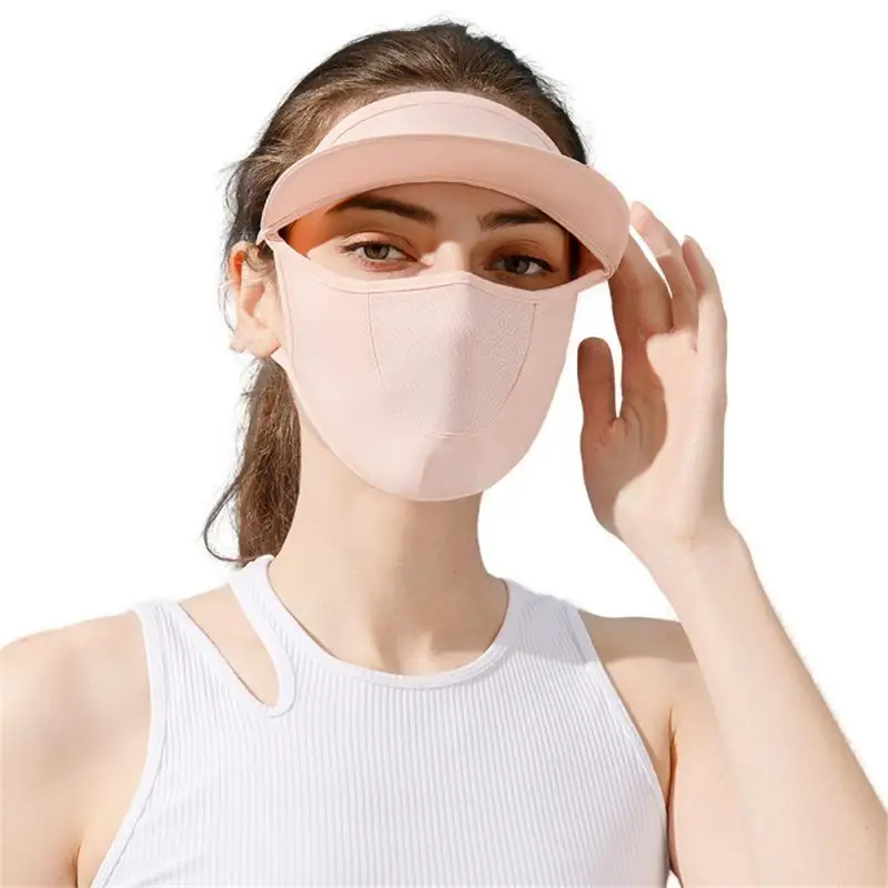 2024new Sunscreen Veil Face With Brim Outdoor Cycling Sun Protection Hats Caps Summer Sunscreen Ice Silk Mask UV