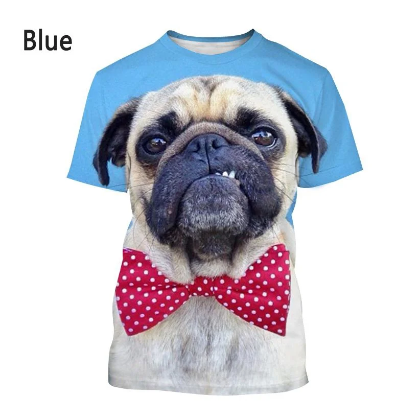 New Fashion Pug Dog 3D-Printed T-shirt Men\'s and Women\'s Summer Casual Short Sleeve Dog Shirt Top