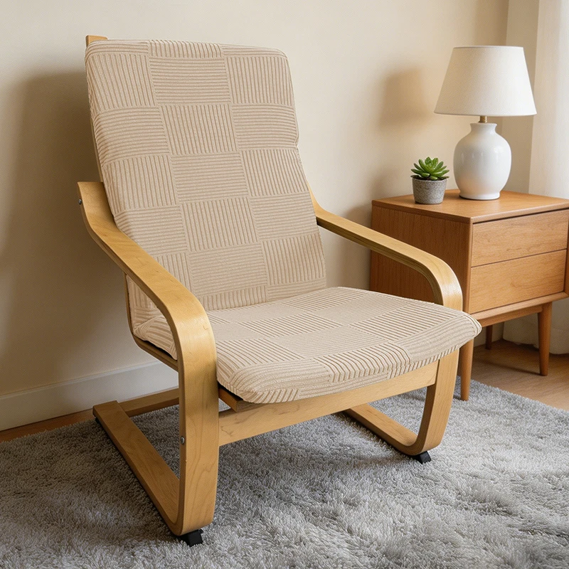 1Pc Elastic Jacquard Poang Chair Pad Slipcover With Strap Soft Single Sofa Cover Stretch Armchair Protector Home Decoration