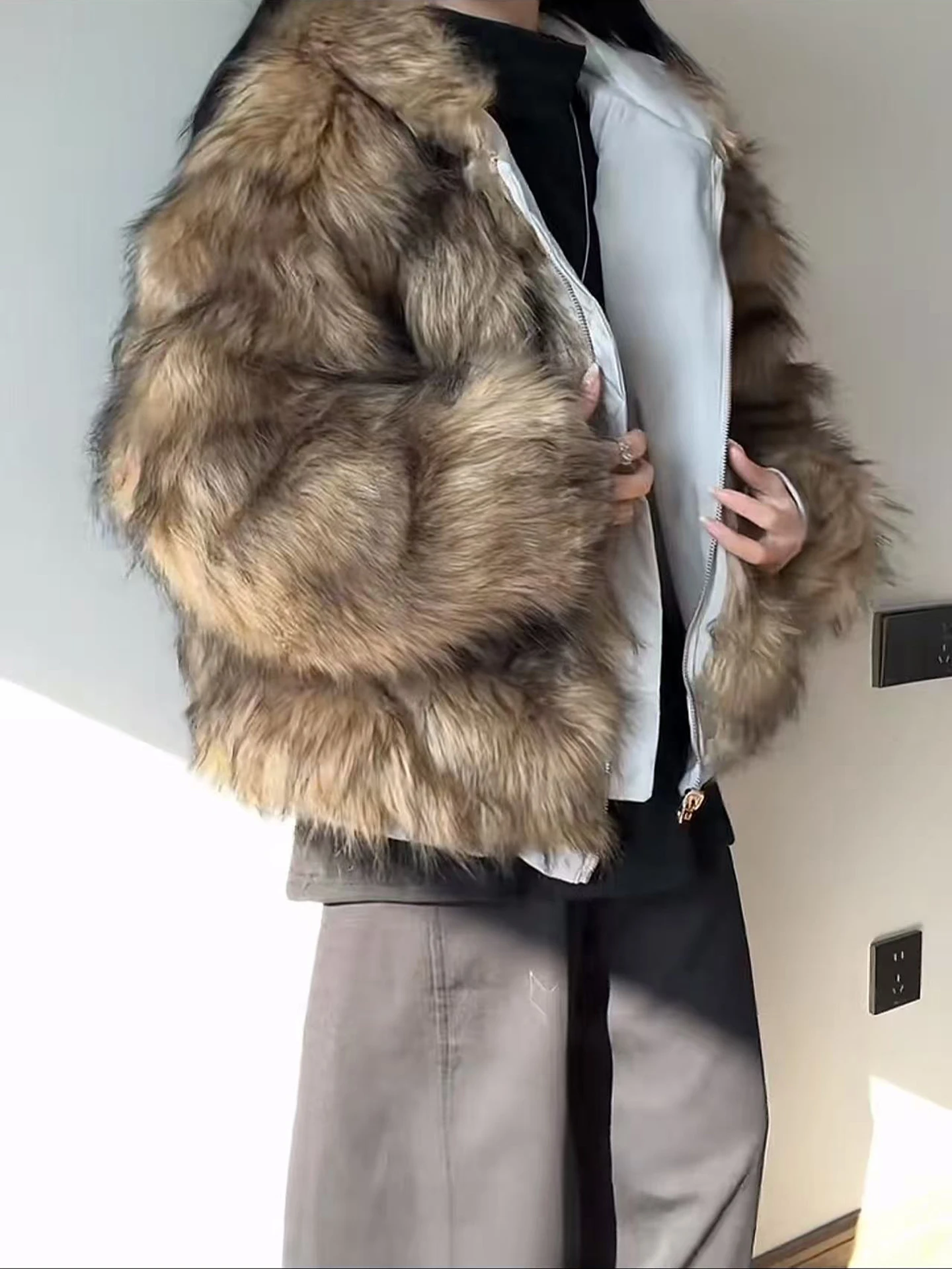 معطف شتوي للرجال من American Retro Thiened من القطن مع ياقة من الفرو بغطاء للرأس من Jaet للشباب عصري طويل Sve Zipp...