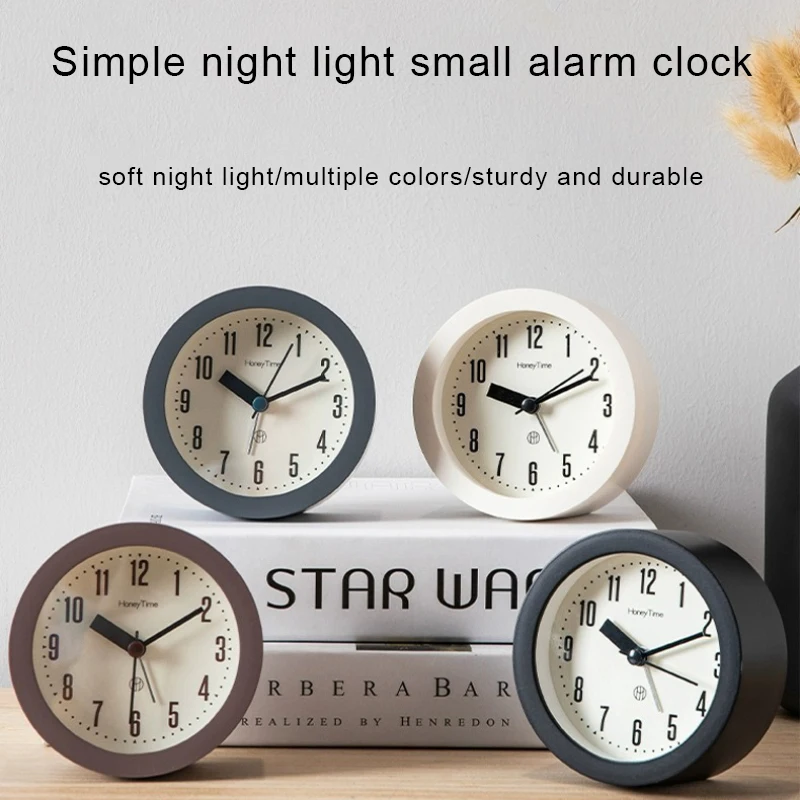 Simple Night Light Small Alarm Clock, Silent Scan Clocks for Students and Office, Small Size Time Machine