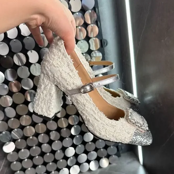 Little Fragrant Wind For Women\'s 2025 Spring/Summer New Thick Heels With High Heels, Straight Line, Wrapped Sandals