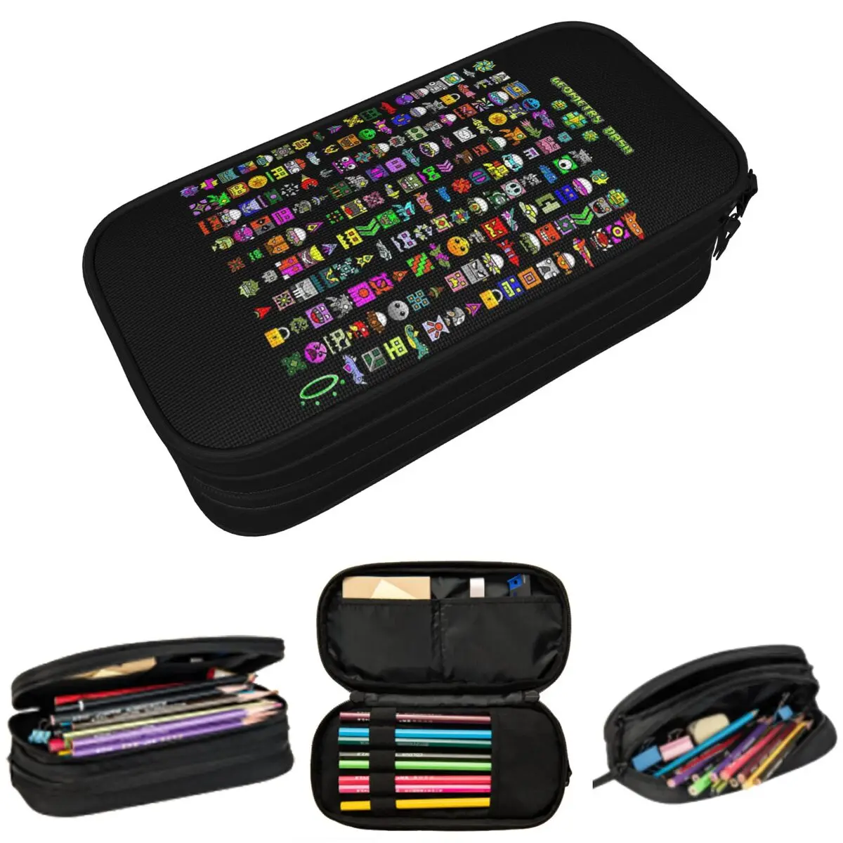 Geometry Dash Pencil Case for Kids Gifts Pen Box Pencil Bag Stationery Supplies Pen Holder Bag