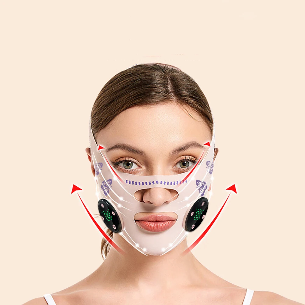 جديد الذكية الوجه التخسيس الفرقة جهاز الجمال قناع الوجه رفع شركة قابلة للشحن EMS مكركرنت منخفضة التردد نبض مدلك #4