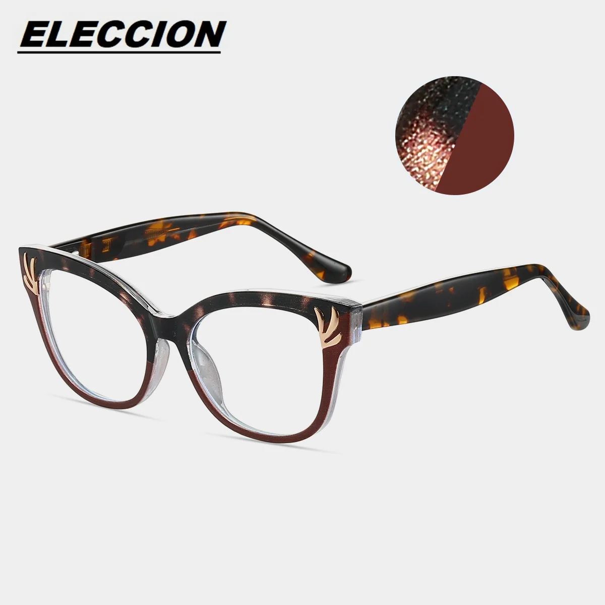 ELECCION Real Picture Glasses Frame for Women Anti-Blue Ray Fashion Lady's Myopia Glasses Cat Eye Prescription Computer Glasses