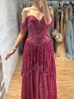 SERENE HILL Lebanon Fashion Fuchsia Arabic Beaded A-Line Evening Gown Formal Occasion Party Dress GLA73594 Customized - Image 6