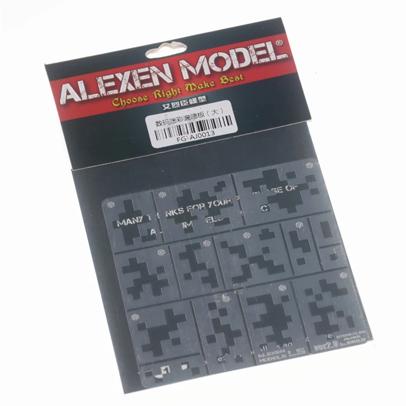 Alexen Model AJ0013 1/35 Scale Modern AFV Digital Camo Stenciling Templates Medium Pattern