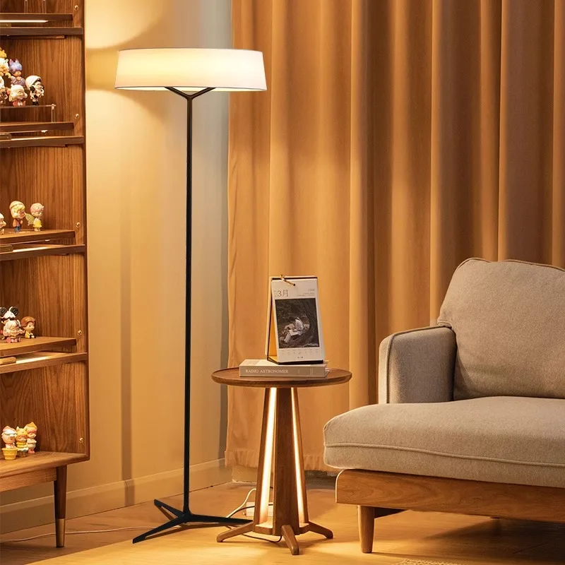 

American retro Round White fabric Design Floor lamp Hardware Gray/Black lustre Ceiling for Next to sofa Bedside luminaire