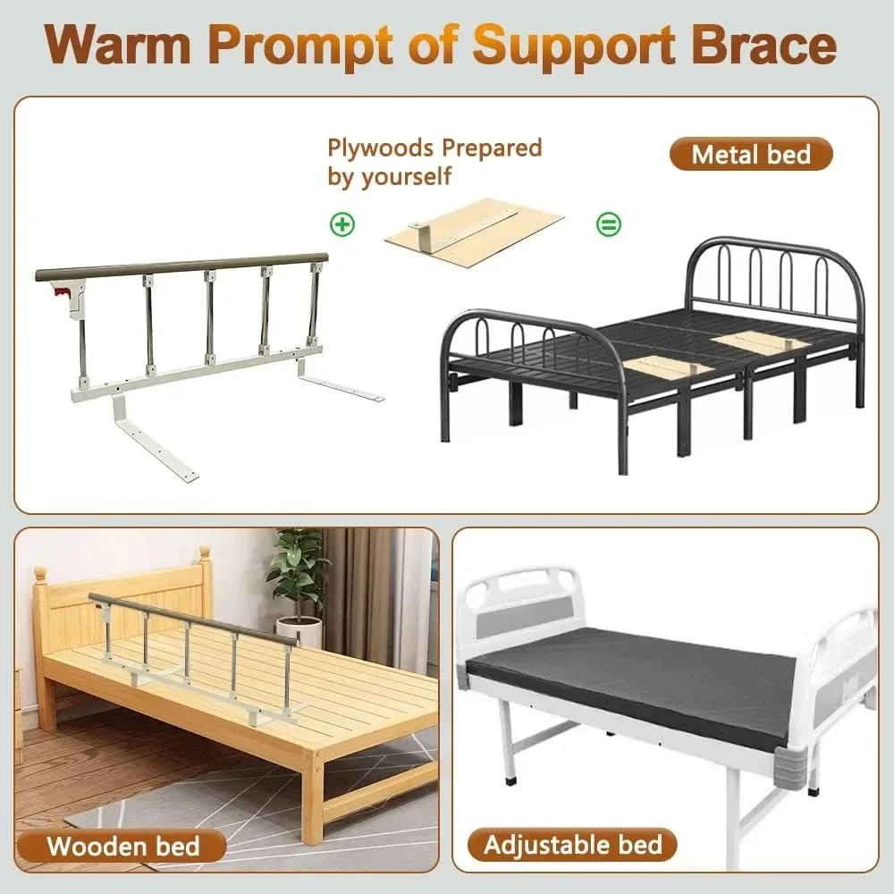 Bed Side Rails Guard for Elderly Adults Seniors Assist Rail, Safety Bed Cane Railings Fold Down Handle, Handicap Medical Support