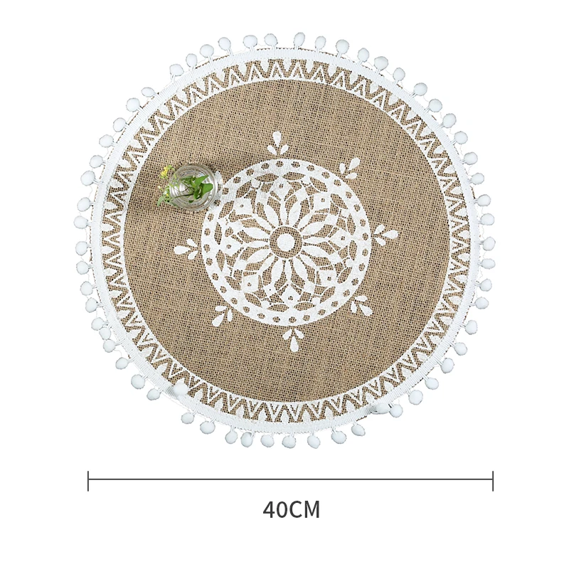 1PCS Round Placemat Table Non-Slip Jute Mats for Dining Table Decoration Kitchen Placemats Coffee Coasters Party Dinner