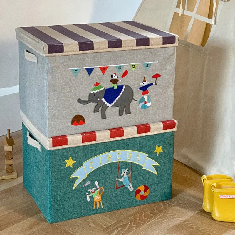 Environmentally friendly kindergarten storage box with lid, washable and foldable children's book storage box, household