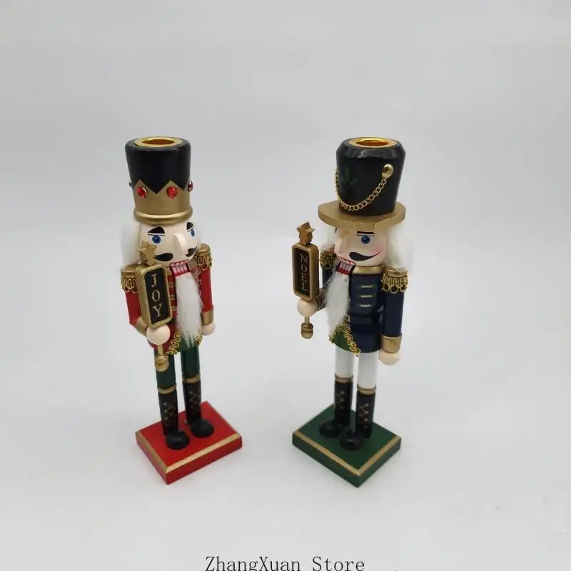 Weihnachts-Nussknacker-Figur, Holzsoldat, Kerzenständer für saisonale Tischdekoration, 3 x – Detail 10