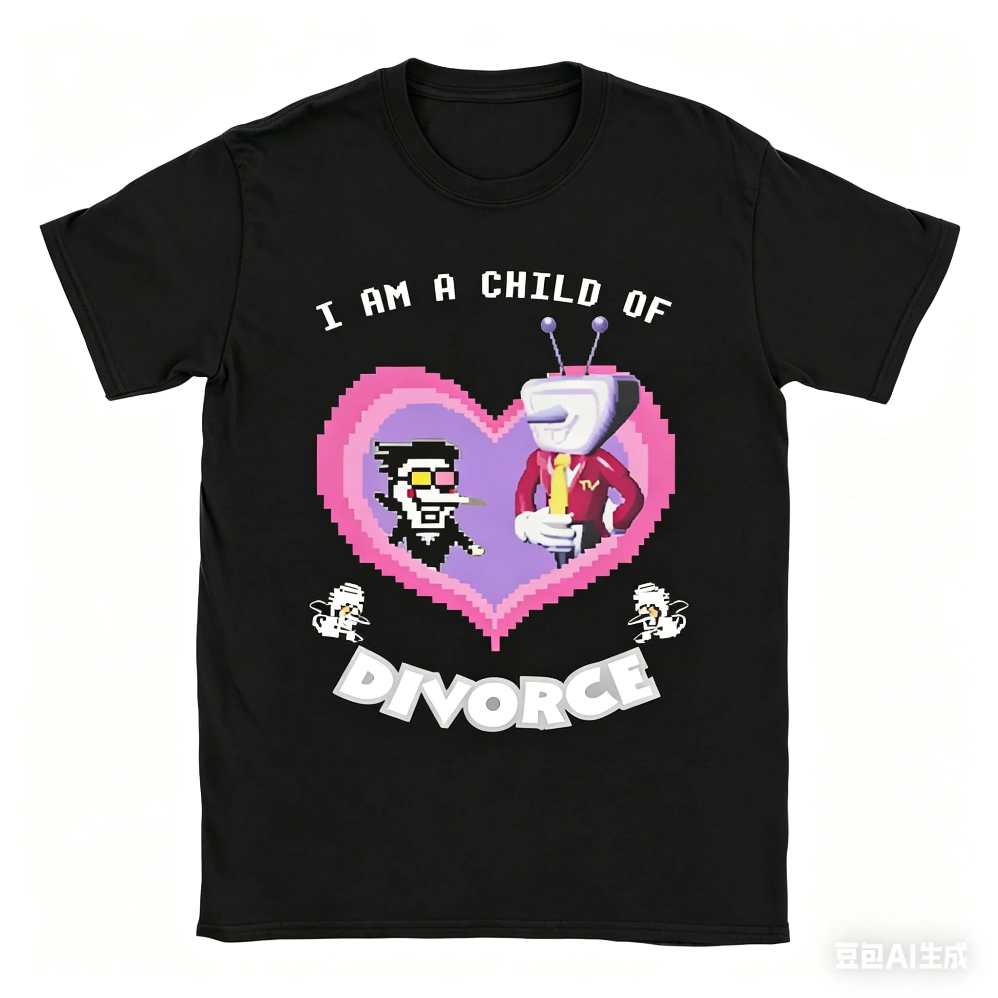 Spamton and Tenna Child of Divorce Deltarune Game Short Sleeved Round Neck Y2k Tshirt Men New in Top & Tees Mens T-Shirt