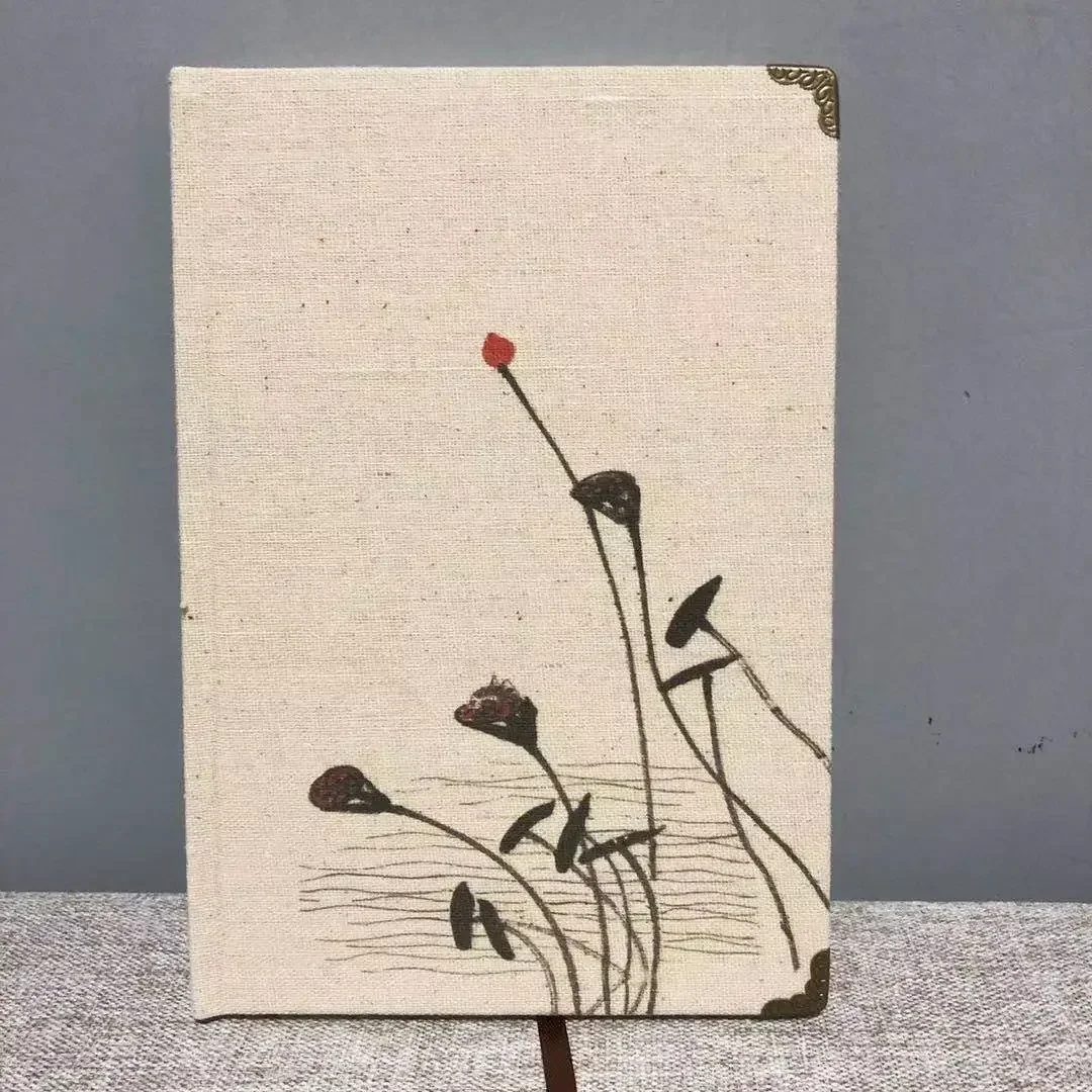 A5 Creative Product Literary Retro Diary Linen Notebook Horizontal Line Notepad Chinese Flowers Creative Gifts