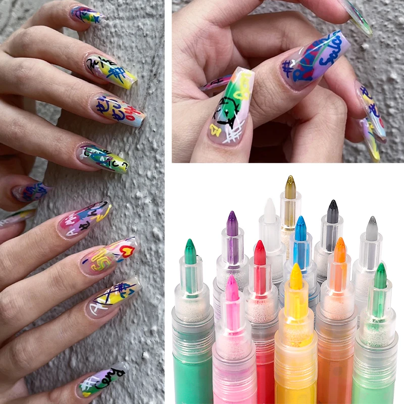 

Painting Pen Black Gold Color DIY Nail Art Tool Drawing Graffiti Manicure 3D Brush Abstract Line Flower Pattern Waterproof Liner