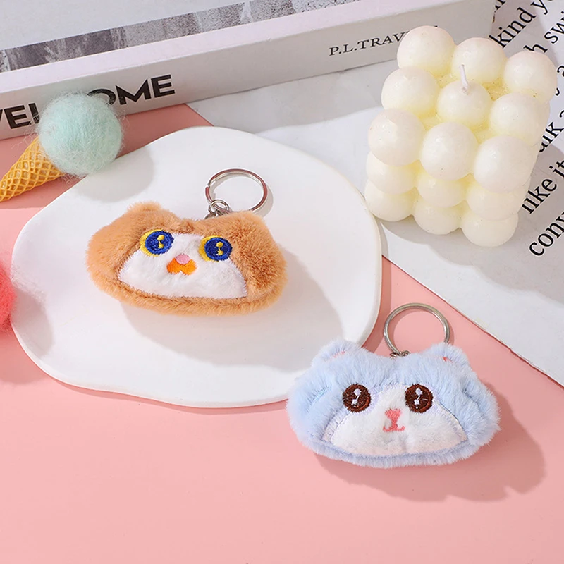 Portachiavi in peluche con gattino cartone animato Portachiavi con bambola di pezza Kawaii Portachiavi per auto Decorazione con ciondolo zaino carino per regali di coppia