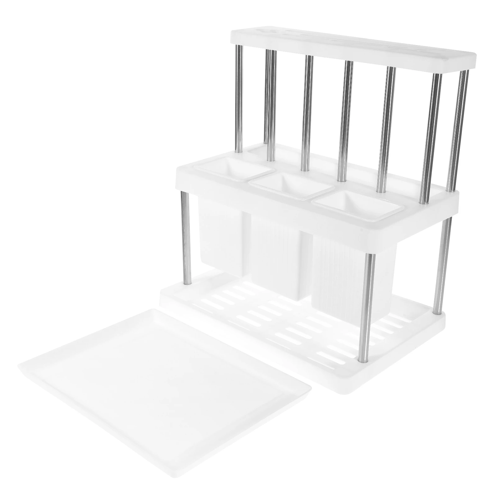 

Kitchen Utensil Holder White Cutlery ganizer Spoon Fork Storage Rack Drain Water Countertop Container Chopstick Holder Storage