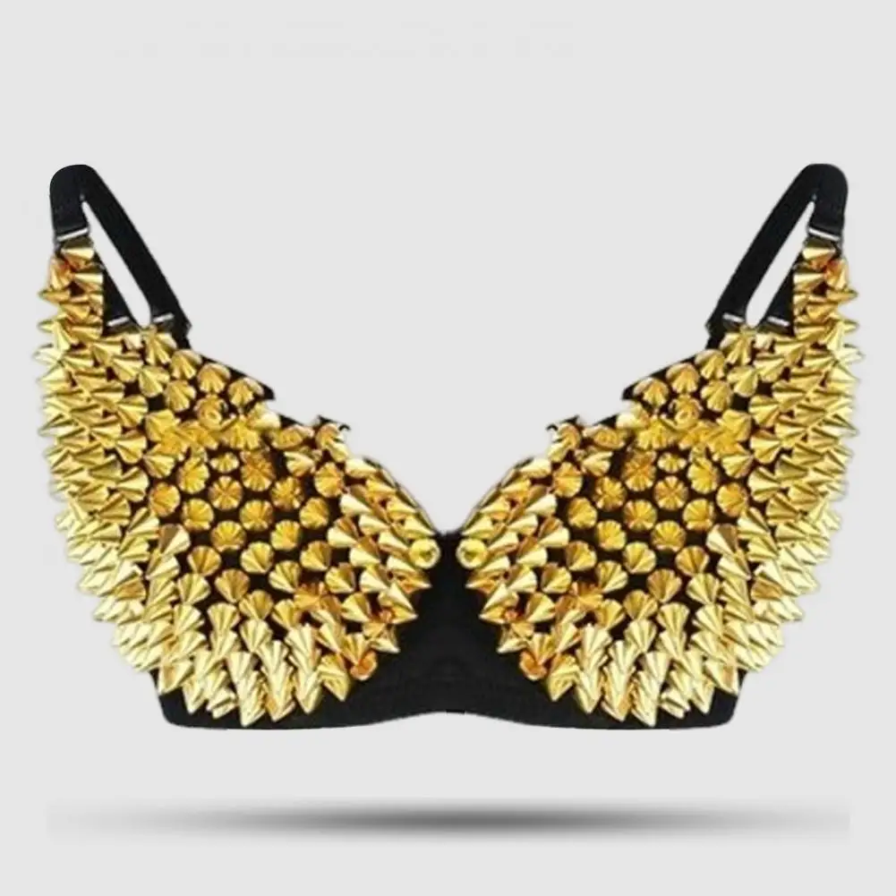 Vrouwen Prestaties Beha Klinknagel Decor Lange Kwast Spaghetti Band Nachtclub Paaldansen Stripper Show Cocktail Party Bh