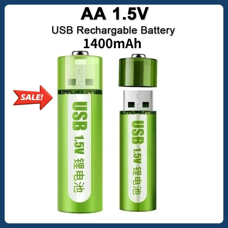 

Brand New 1.5V AA 1400mAh USB Rechargeable Li-ion Battery for Remote Control Mouse Small Fan Electric Toy Battery