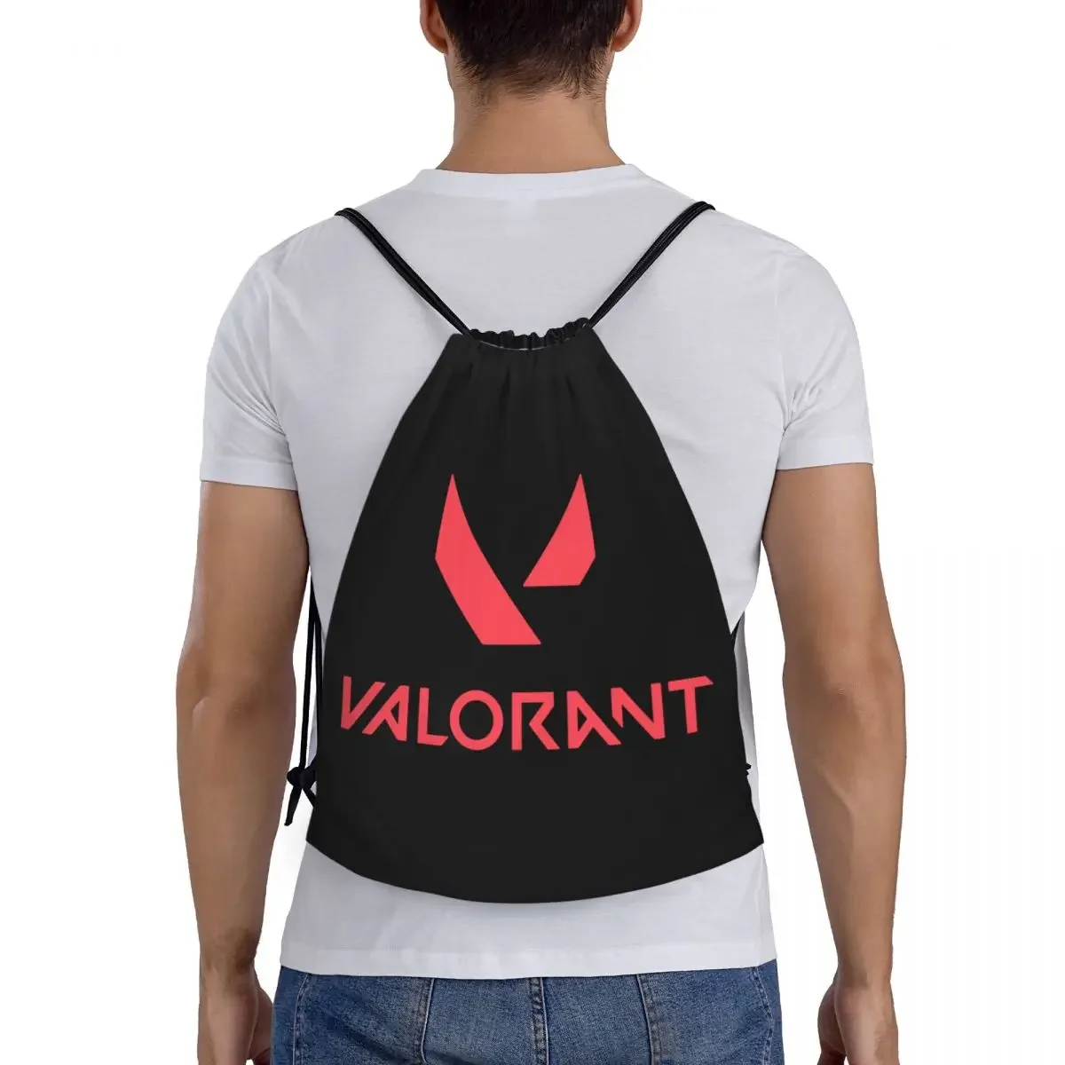 Custom Game Valorant Logo Drawstring Bags Men Women Lightweight Sports Gym Storage Backpack