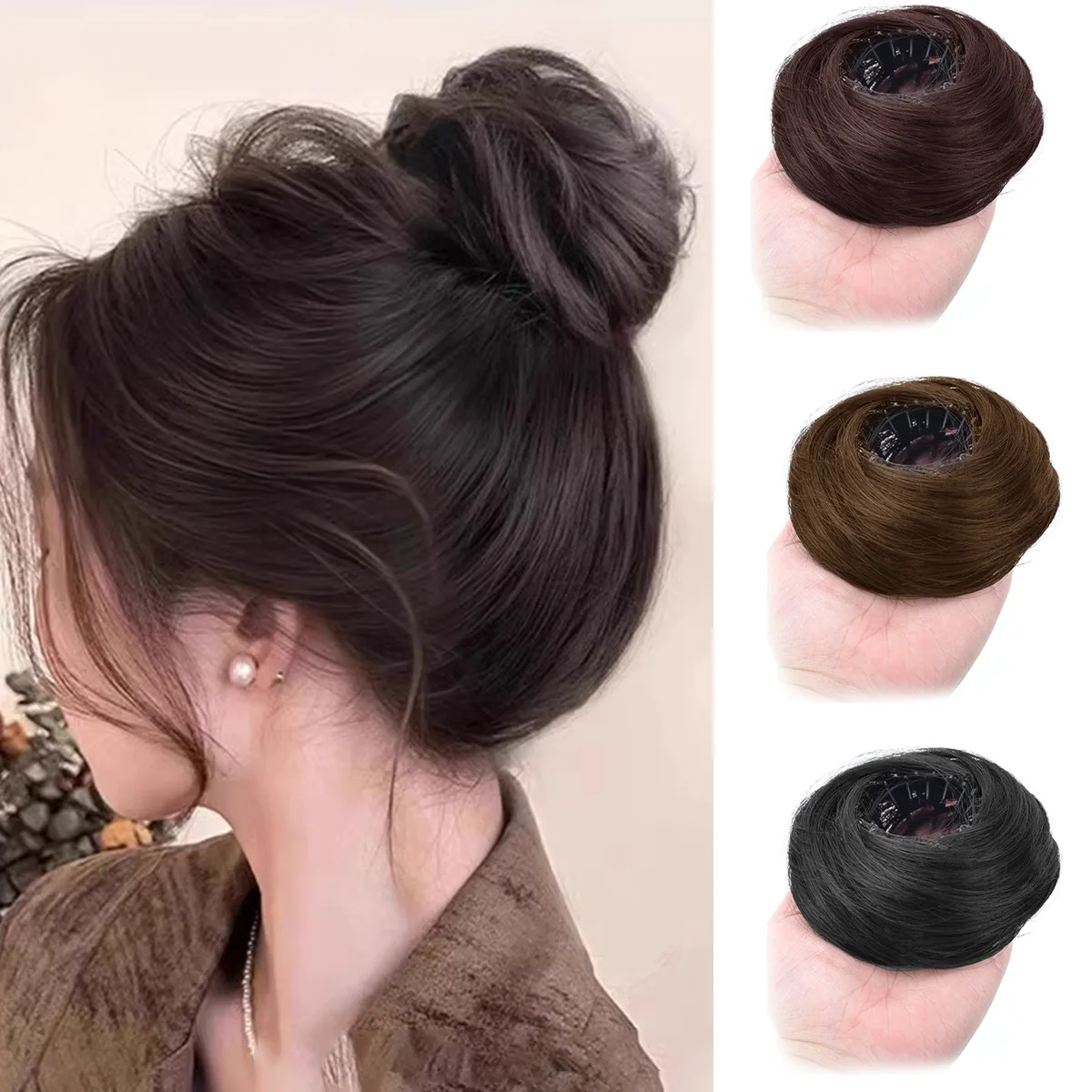 

Синтетическая заколка для наращивания волос в виде пучка, мини-пончик, прическа, шиньоны для женщин и девочек, выдвижные шиньоны в форме птичьего гнезда