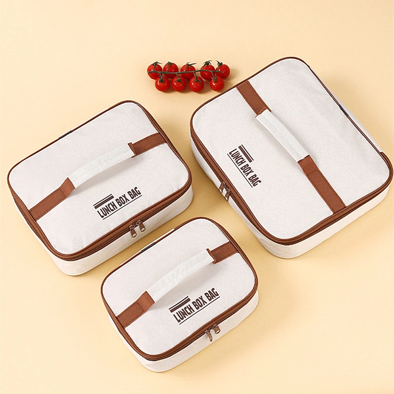 

Portable Square Insulated Lunch Bag Waterproof Cooler Box Oxford Zipper Thermal Picnic Food Bags for Work Office Student