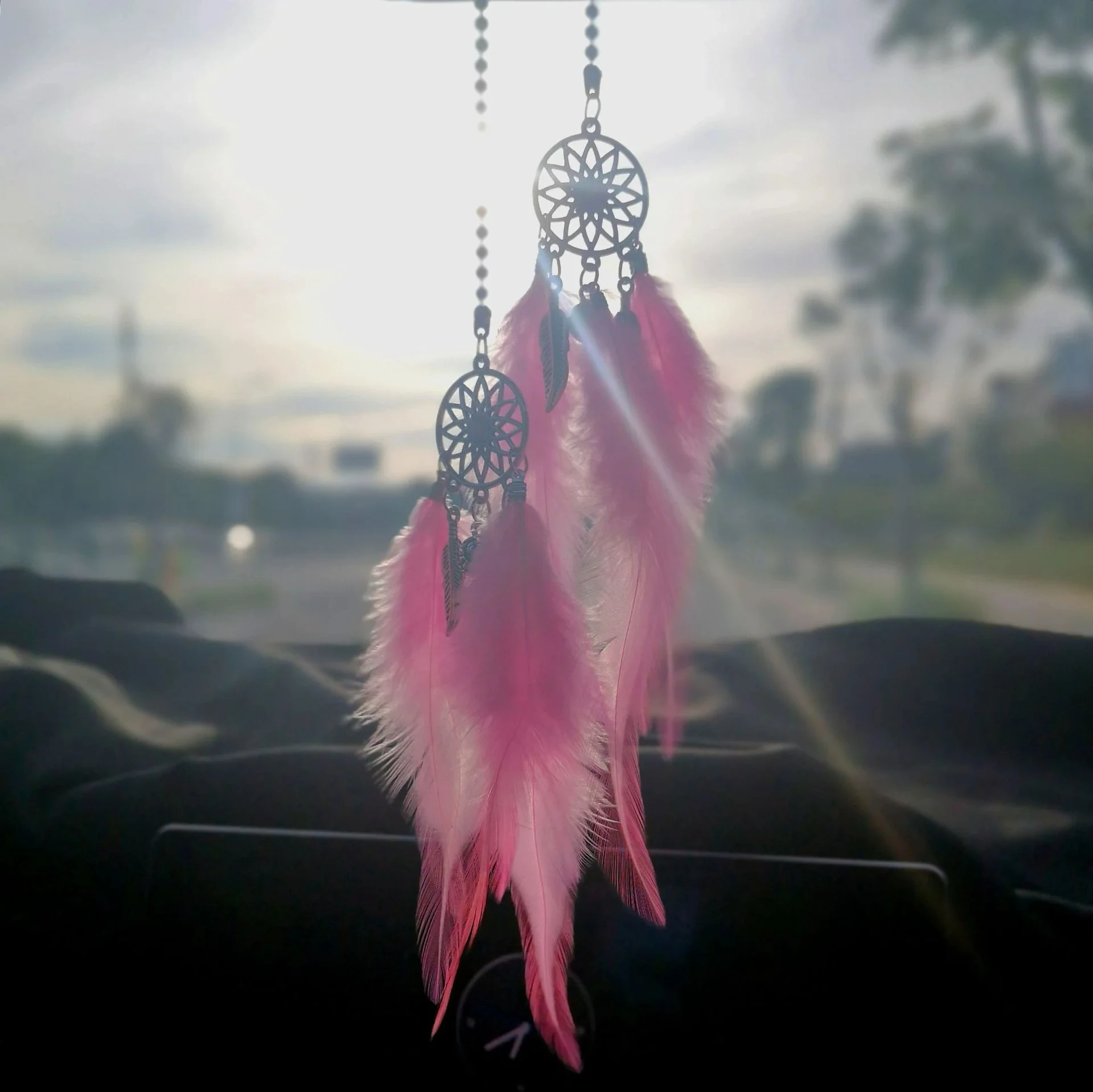 Mini Dream Catcher Car Interior Rearview Mirror Hangings Car Charms Pendant Double Wind Chimes Car Decor Accessories Multi Color image 2