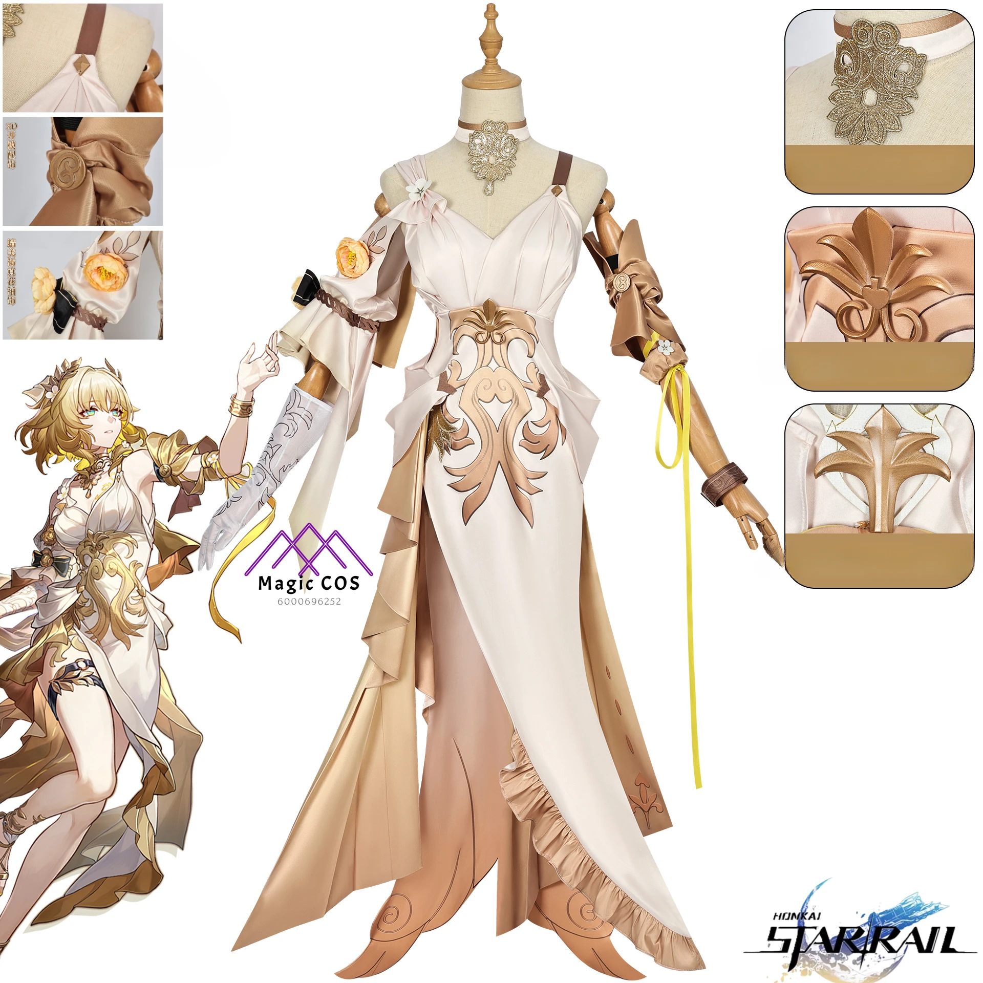 

Game Honkai: Star Rail Aglaea Cosplay Costume New Skin The Weaver of Gold Anime Clothes Halloween Party Cos Uniforms Comic Con