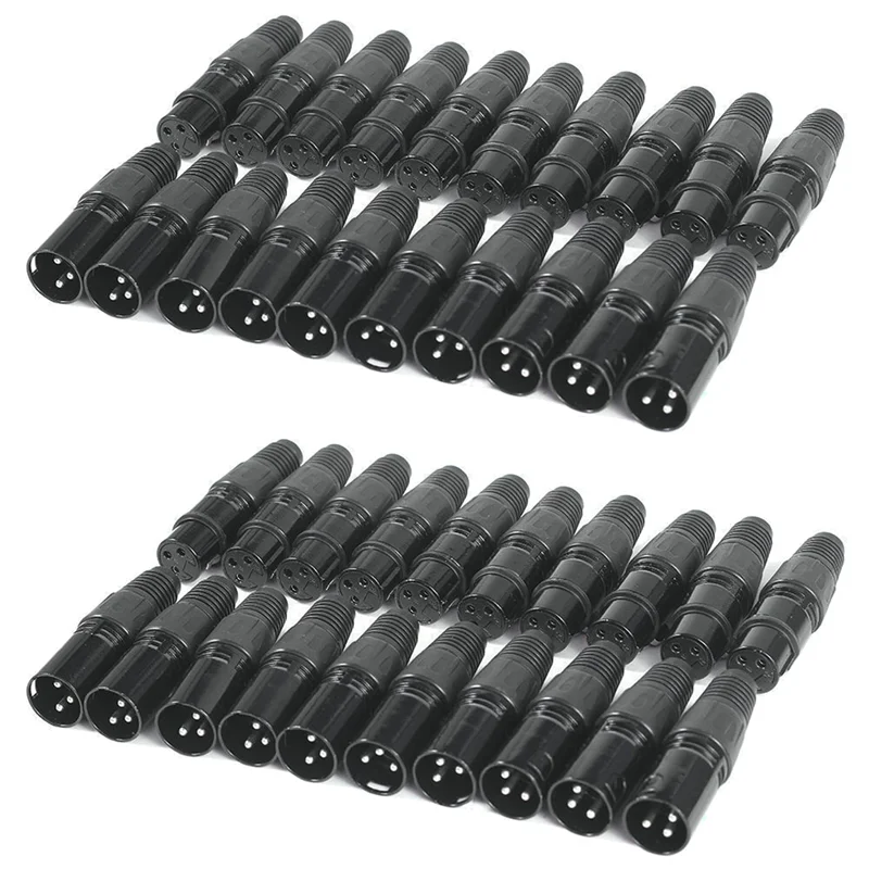 

AA84 20 Pairs XLR 3 Pin Microphone Audio Cables Plug Connectors Male Female MIC Snake Plug Cable Connectors