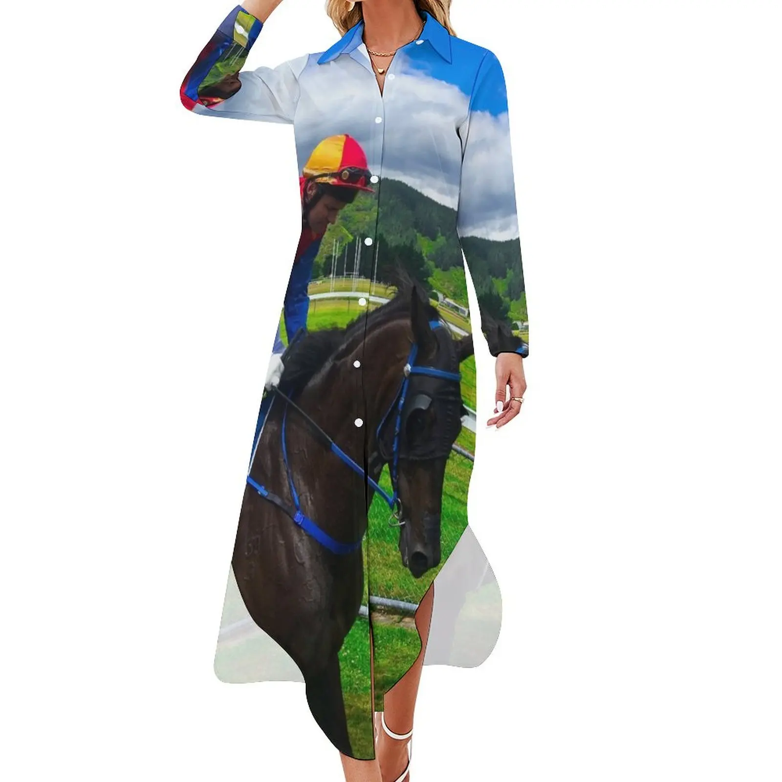 

Jockey On A Race Horse Long Sleeved Shirt Dress summer dress for women 2024 dress for women bandage