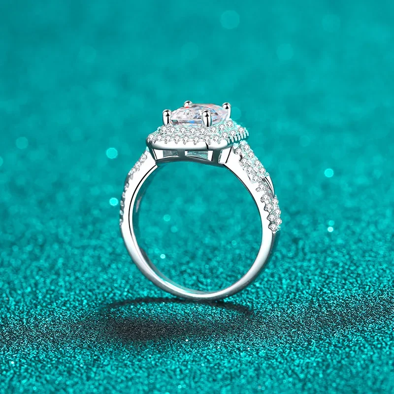 خاتم نسائي مرصع بالذهب عيار 18 قيراط، مرصع بحلقة مويسانيتي صفراء وردية، خاتم لطيف وعصري من البلاتين Pt950 #2