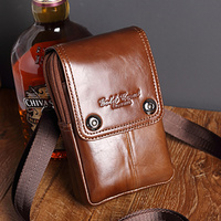 Men Genuine Leather Waist Hook Fanny Pack Cell/Mobile Phone Case Belt Purse Real Cowhide Small Shoulder Messenger Crossbody Bag