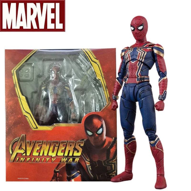 SHF Iron Spider Man Action Figure Toys 14cm High Quality Spiderman Statue Model Collectible Ornament Gifts For Kid Friend