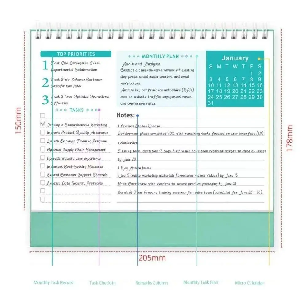 New Plant Desk Calendar January 2027-June 2028 Small 2027 Desktop Planner Standing Flip Office Supplies Monthly Agenda Calendar
