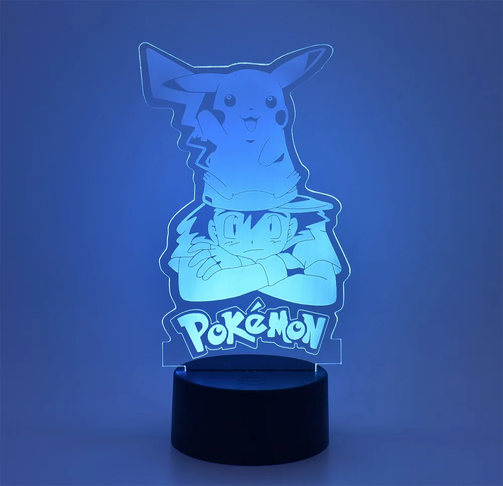 Pikachu 3D Children's Night Light 16 Color Transformation Night Light USB Charging Children's Pokemon Fans Christmas Birthday Gi