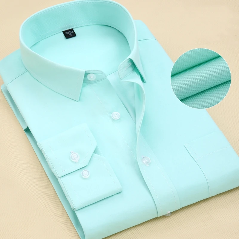 Men\'s Shirt Long Sleeve Extra Large Size Office Formal Solid Color Classic Versatile Fashion Business Shirts Men\'s Wear S~7XL