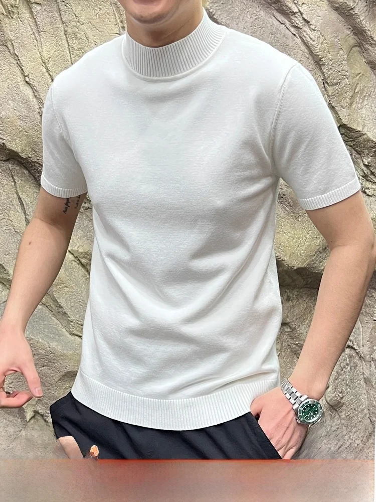 

Lyocell Rayon Blend Men's Knitted Base Layer ort Sve f High Collar 2025 Autumn New Sle Breathable Skin-Fr...