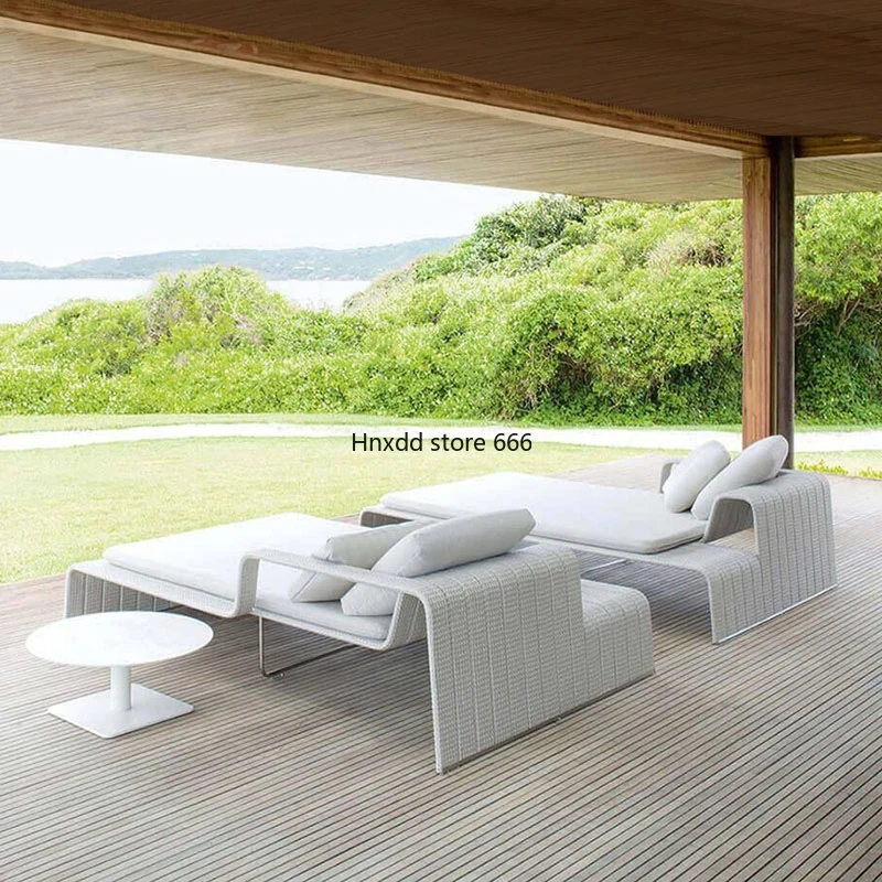 Outdoor beach bed courtyard garden creative rattan sofa