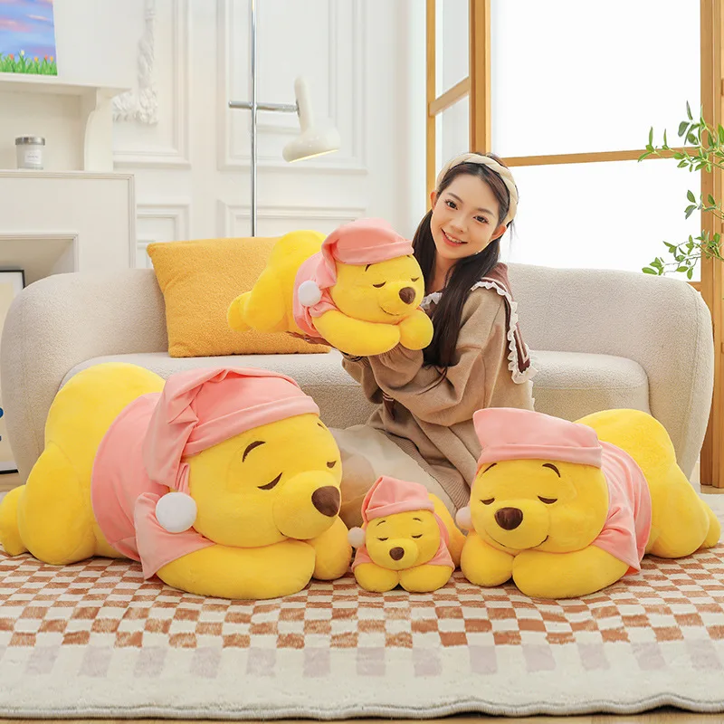 Disney Plüschtiere Winnie The Pooh Sleeping Kawaii Anime Plüschpuppe 35-85 cm Pooh Bär Gefülltes Kissen Geburtstagsgeschenk für Kinder