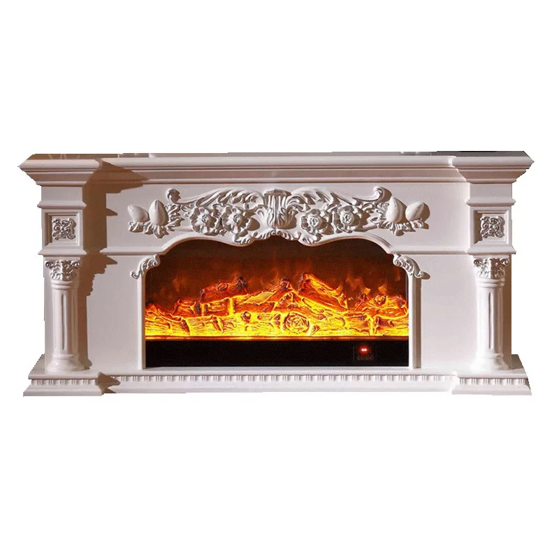 Living Room Decorating Warming Fireplace TV Stand Wooden Mantel W150cm Electric Insert Firebox LED Optical Artificial Flame