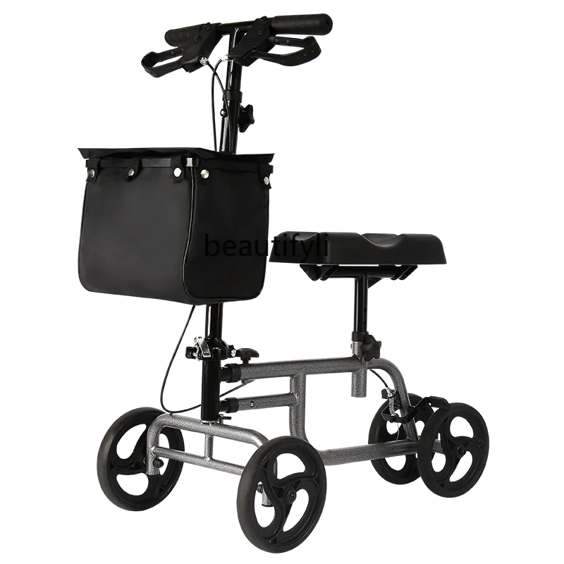

zqElderly Disabled Fracture Walker Trolley Four-Wheel Exoskeleton Walking Lower Limb Training Auxiliary Walking