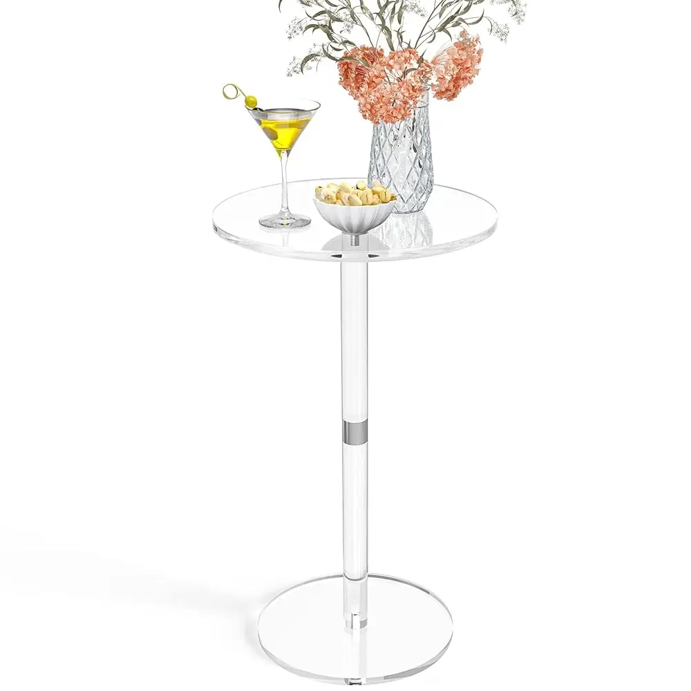 

Acrylic End Table, Clear Side Tables For Small Space, 11.8"" Round Modern Drink Table For Living Room, Bedroom, Bathroom,