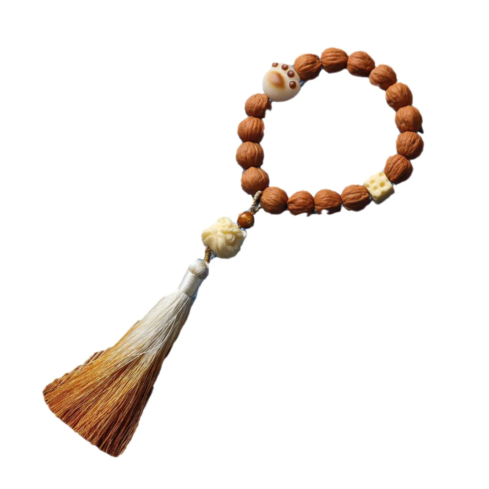 Natural Unprocessed Walnut Monkey Head Large Size DIY Braided Unisex Prayer Bead Collectible Hand Jewelry Festival Gift